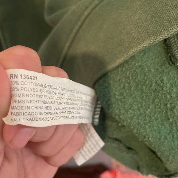 Green acid wash look Crewneck‎ Fleece Sweater Size XS/S embroidered pigeon - Picture 6 of 7